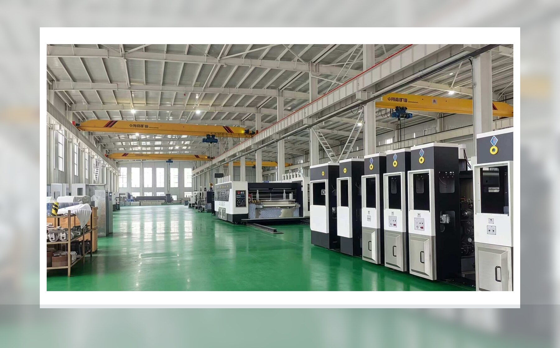Water-based flexo printing line and corrugated carton production workshop