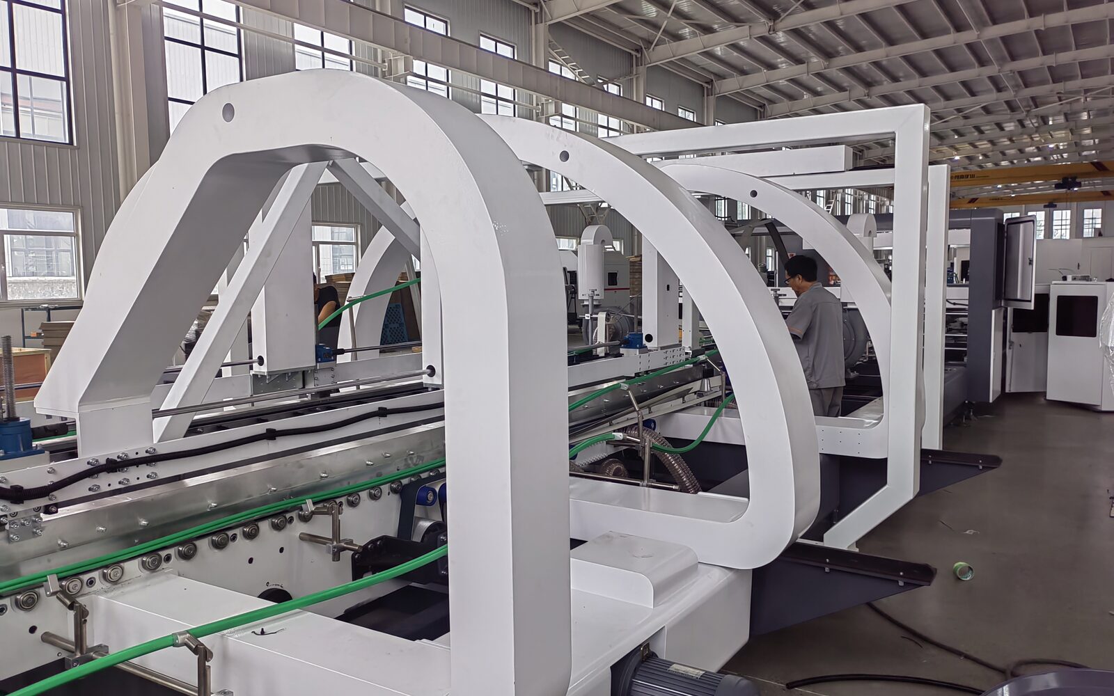 Folder gluer machine in carton production workshop